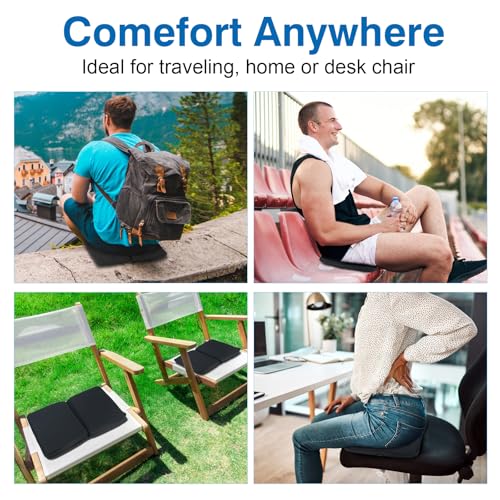 Demine Gel Travel Seat Cushion – Portable Airplane & Stadium Cushion – Gel Grid Design for Ultimate Comfort – Foldable Cushions for Commute, Airplanes, Camping, Bleachers