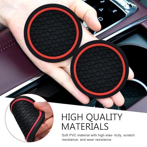 4PCS Car Cup Coasters, 2.75 Inch Cup Holder Coaster, Non-Slip Insert Auto Drink Holder, Cars Interior Accessories, Universal for Vehicles, SUVs, RVs (Red) - color: red