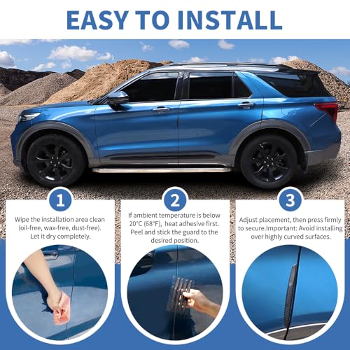 4PCS Car Door Edge Guards Universal 3D Carbon Fiber Texture Anti-Collision Scratch Protector Strips Flexible Silicone Trim with Nano Adhesive for Sedan SUV Truck Black - color: BLack