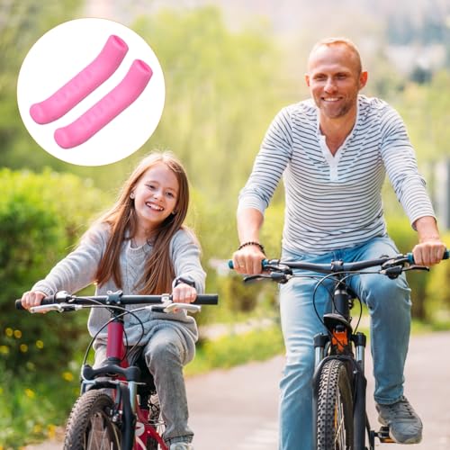 HARFINGTON 1 Pair Bike Brake Lever Cover Silicone Brake Lever Grip Protector Anti-Slip Brake Handle Protection Covers Sleeve for Mountain Road Bike Cycling, Pink - color: Pink