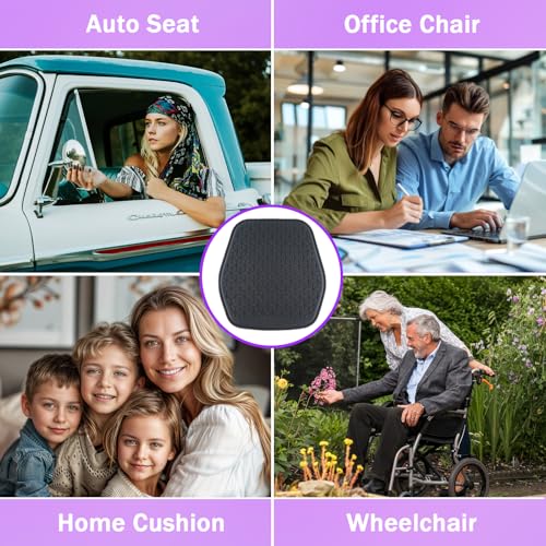 Thin Gel Seat Cushion for Car Seat, Office Chair, Wheelchair, Golf Cart - Non-Slip Car Seat Cushions with 0.7 Inch Gel - Sciatica & Coccyx Pain Relief (Fabric, Black) - color: Black