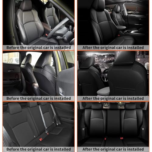 Custom Fit for Toyota CHR 2018 2019 2020 2021 2022 Full Set Faux Leather C-HR Seat Covers Compatible Airbag Black