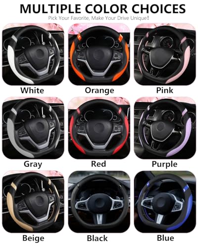 D-Shaped Flat Bottom Steering Wheel Cover for Women Girl, Stylish Car Accessory Non-Slip Car Interior Accessories (Purple)