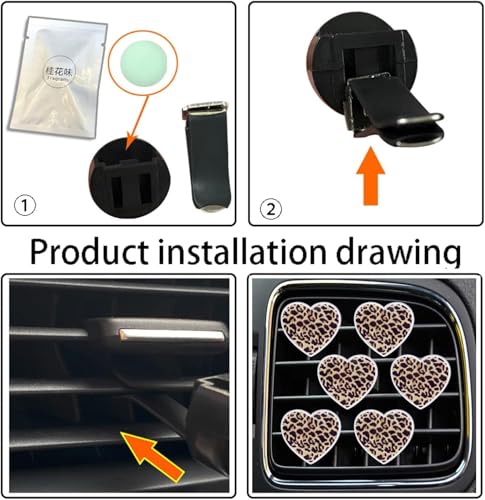 6 Pcs Leopard Print Heart Air Vent Clips, Heart Car Air Fresheners Vent Clips Long Lasting Car Diffuser Vent Clip Cute Interior Decor Charm Decoration Car Accessories for Women Girls