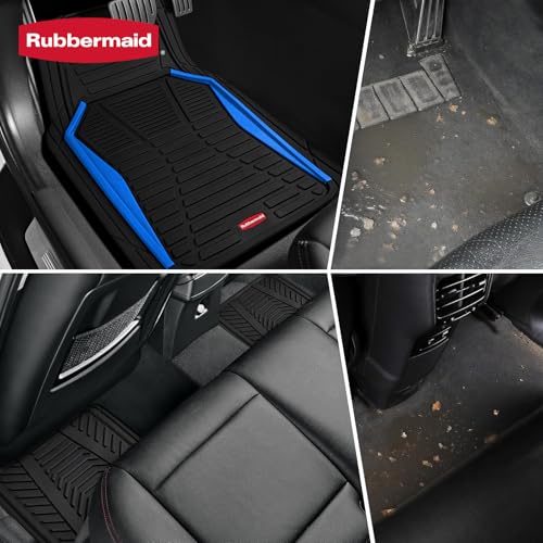 Rubbermaid Car Mat Full Set All-Weather Heavy-Duty 4 Pieces– Trim-to-Fit Universal Car Mats Full Set – Waterproof Rubber Floor Liners for Most Trucks, SUVs, Vans, and Sedans-Blue - color: Blue