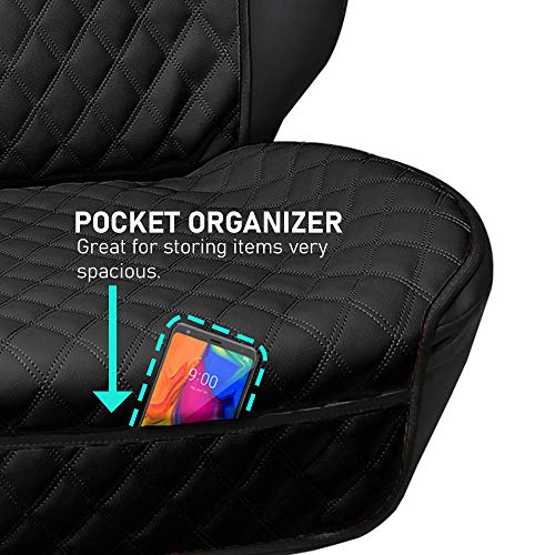 FH Group Car Seat Cushion β Faux Leather Single Front Seat Cover with Front Pockets, Airbag Compatible, Universal Fit Car Seat Cushion for Driver or Passenger Seat, SUV, Truck, Sedan & Van β Black - color: Black, style: Front Set