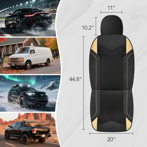 PIC AUTO Car Seat Cover, Super Breathable Mesh Front Seat Cover for Cars, Beige Leather Seat Covers, Universal Fit, Durable, Airbag Compatible, Suitable for SUVs, Trucks, Sedans, and Vehicles - color: Beige