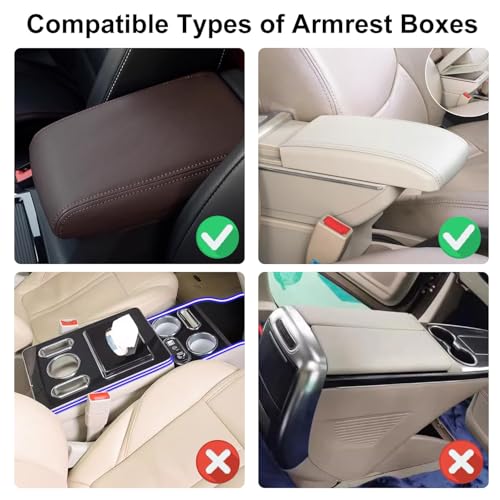 NBTEPEM Bling Car Center Console Cover, Leather Middle Console Cover with 2 Storage Bags, Universal Arm Rest Cover Protector, Bling Car Accessories Interior Fit for Most Vehicles, Silver Diamond