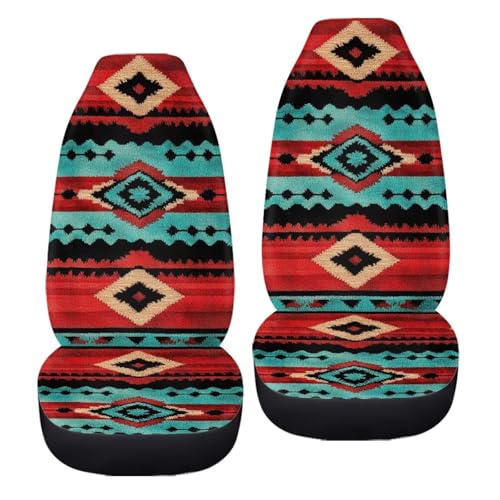 Dreaweet Aztec Seat Covers for Cars Front Seats Only Native American Navajo Geometric Seat Covers 2 Pack Breathable Washable Car Seat Protective Cover Universal Seat Cover for SUV Sedan Van Trucks - color: Aztec Navajo