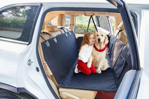 Petiza Back Seat Extender for Dogs Hard Bottom Dog Car Seat Cover for Back Seat Heavy Duty Scratch Proof Nonslip Durable Soft 100% Waterproof Dog Hammock for Car Truck SUV - size: Hard Bottom Extra Large-black