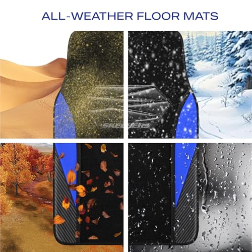 Skechers Car Floor Mats,Waterproof Universal Fit Car Mats,Faux Leather Car Floor Mats,Carbon Floor Mats for Cars with Anti-Slip Skechers Heel Pad Fit for SUV,Vans,Sedans,Trucks,Blue