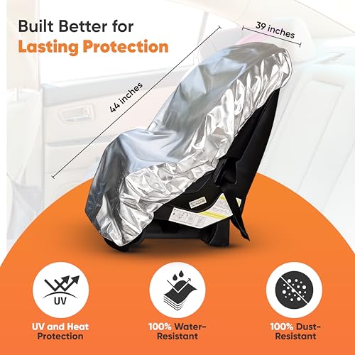 EcoNour Baby Car Seat Sun Shade Cover | Infant Carseat Heat Protector Keeps Toddler Seat at a Cool Temperature | Reflective car seat Sunshade Blocks Out Heat | Baby Travel Accessories - color: Silver