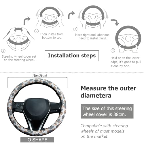 Tan Duck Camo Steering Wheel Cover Auto Leather Steering Wheel Protector, Anti-Slip, Breathable, Absorbing Sweat, Universal Camo Car Accessories 14.5–15 inch,Fit for Most Car, Trucks, SUV - style: Tan Duck Camo