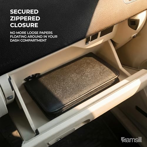 Samsill Car Registration and Insurance Holder, Owner's Manual Glove Box Organizer, 7.25 x 10 inches, Car Document Holder, Black