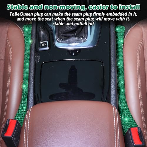 Briwill Green Car Seat Gap Filler, Set of 2 Handmade Crystal Rhinestone Diamond Car Gap Filler Green Bling Car Accessories for Women(Dark Green) - color: G-Darkgreen