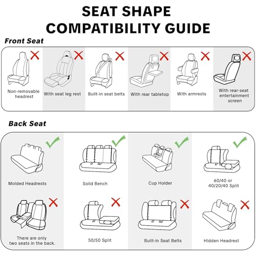 Car Seat Cover Full Set Sets, Universal Car Seat Covers for Cars, Premium Waterproof Leather, Protect & Upgrade Car Interior, Compatible with Airbags, Easy to Install & Clean Up - color: black & Red Edges
