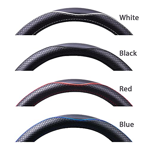 Flying Banner car Steering Wheel Covers Faux Leather Massage Piping Heavy Duty Ring Anti-Slip Sporty 15 Inches (Black Black)