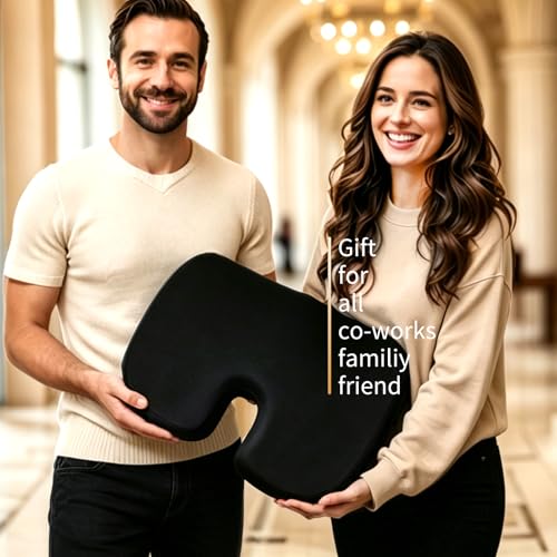 Seat Cushion for Chair - Memory Foam Coccyx Pillow with Non-Slip Bottom, U-Shape for Tailbone & Sciatica Pain Relief. Orthopedic Cushions for Office Chair, Car, Wheelchair (Office, Driving,Home)