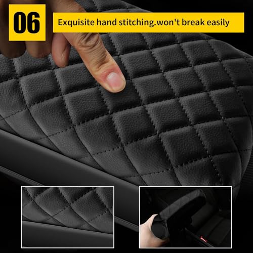 AOMSAZTO Center Console Cover Customized Armrest Cover Compatible with 2015-2019 Hyundai Sonata, Soft Cozy Leather Arm Rest Covering for Car, Well-Make Durable Console Cushion Pad - color: black-1