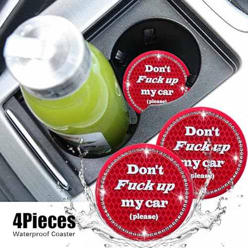 Car Cup Coaster 4Pack, Universal Car Cup Holder Coasters (Red, 4PC) - color: Red-4pc