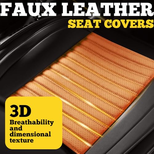 Car Seat Covers, Breathable and Waterproof Faux Leather Automotive Seat Covers for Cars SUV Truck Sedan,Universal Anti-Slip Seat Cover with Backrest (Front Seat, Brown & Black) - color: Brown-Black, size: Front