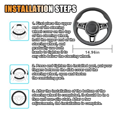 Stretch Elastic Steering Wheel Cover, All-Season Comfort, Warm in Winter & Cool in Summer, Universal 15 Inch Microfiber Breathable Ice Silk, Anti-Slip, Odorless, Easy Carry, Fit Car, SUV (Red)