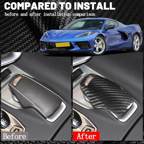 Compatible wth Carbon Fiber Gear Shift Knob Head Cover Automotive Shift Lever Modified Decoration for Chevrolet Corvette C8 2020 2021 2022 2023 2024 (Black)