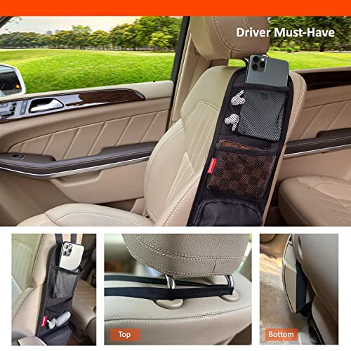 Car Seat Side Organizer, Auto Seat Storage Hanging Bag, Phones, Drink, Stuff Holder with Mesh Pocket for Cars, SUV & Truck