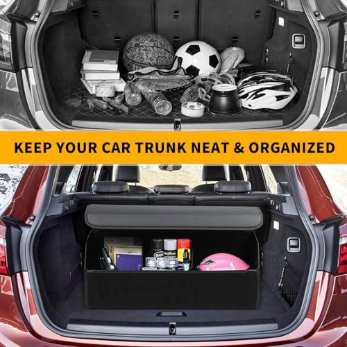 AUTOARK Leather Car Trunk Organizer,Durable Collapsible Adjustable Compartments Cargo Storage,Extra Large Capacity,AK-151 - size: L 29.5" x W 12.2" x H 11.5"