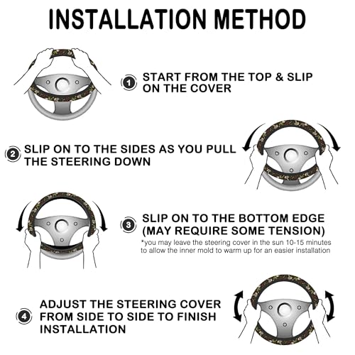 Mushrooms and Herbs Steering Wheel Cover with 2 Pcs Car Coasters Neoprene Steering Wheel Cover for Women Men Anti-Slip Breathable Car Accessories Universal 15 Inch Fit Auto Cars Trucks - color: Mushrooms and Herbs