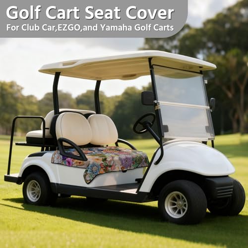 Golf Cart Seat Covers, Universal Golf Cart Seat Towel Blanket for Yamaha, EZGO, Club Car, Icon and More 2-Seat Carts, 100% Microfiber Keeps Seat Comfortable and Clean - color: boho