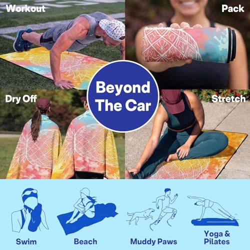 2 Pack Car Seat Towel Covers, Sweat-Proof Microfiber Seat Protectors for Gym, Running, Beach & Workout, Breathable Quick-Dry, Machine Washable, Pastel Pineapple Print, Universal Fit - color: Pastel Pineapple