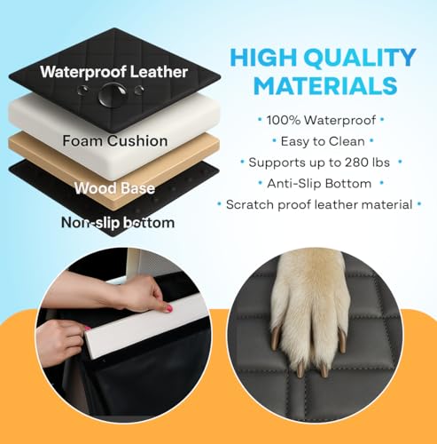 APetsPlanet Backseat Extender for Dogs, Dog Seat Cover Hard Bottom for Car Backseat & Truck Travel Bed, Platform Hammock Mat Converts Rear Seat Into Backseat Bed, Black Leather with Door Covers - style: Black Leather - With Door Covers