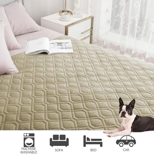 Ameritex Waterproof Dog Bed Cover Pet Blanket for Furniture Bed Couch Sofa Reversible - color: Beige+khaki, size: 30x53 Inch (Pack of 1)