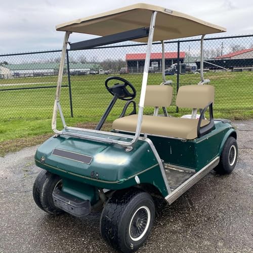 Golf Cart Front Seat Covers Beige Micro Fiber Leather Seat Covers Replacement for Club Car DS 1982-2000, Staple On - color: Beige, size: Club Car DS 1982-2000