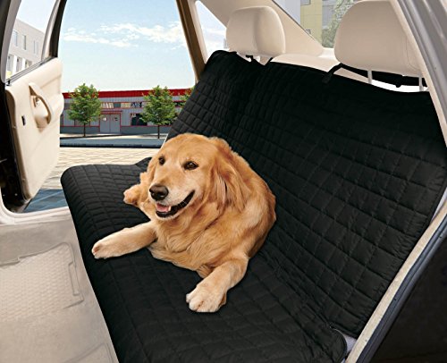 Elegant Comfort Quilted Design%100 Waterproof Premium Quality Bench Car Seat Protector Cover (Entire Rear Seat) for Pets - Ties to Stop Slipping Off THE Bench, Black - color: Black