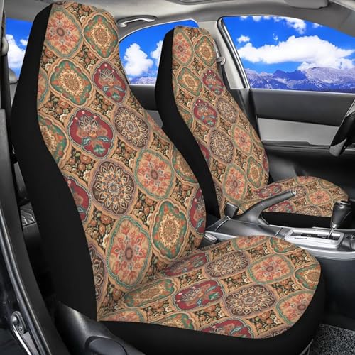 INSTANTARTS Turtle Starfish Car Seat Covers 2 Piece – Easy-to-Install Polyester Front Seat Protectors, Universal Fit for Most Cars SUVs Trucks - color: Beach Turtle Starfish