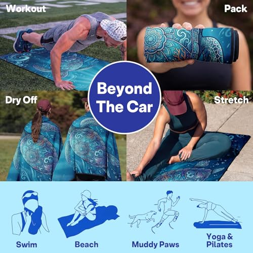 2 Pack Car Seat Towel Covers, Sweat-Proof Microfiber Seat Protectors for Gym, Running, Beach & Workout, Breathable Quick-Dry, Machine Washable, Ocean Sea Turtle Print, Universal Fit - color: Ocean Sea Turtle