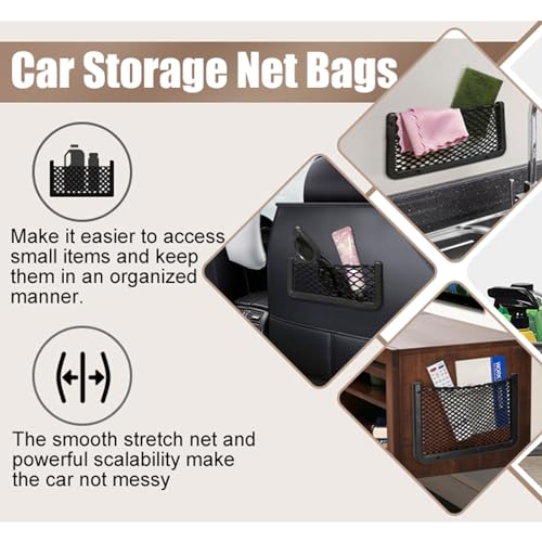 ABS Plastic Frame Automotive Cargo Nets Car Net Pocket Phone Car Mesh Net Holder RV Storage Boat Cargo Pocket Organizer Framed Mesh Net Pocket with Screws for Auto RV Net(2, 8 x 3.1 Inch) - size: 8 x 3.1 Inch