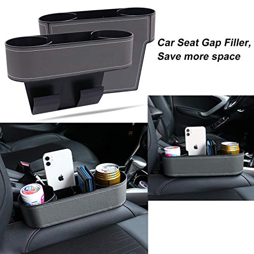 Car Seat Organizer Cup Drink Holders,Multifunctional Gap Filler Storage Box,Insert Organization Helps Reduce Distracted Driving&Holds Phone Mount Mug Bottle Cellphones Coasters Wallet Cards (Gray) - color: UGBD-Gray