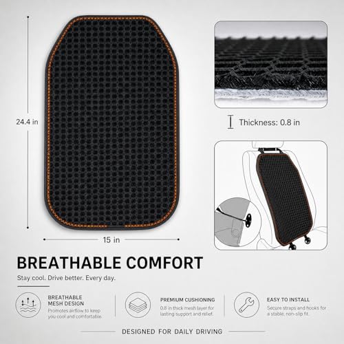 Cool and Breathable 3D air MESH car seat Cushion for Summer, Universal Ventilated Comfortable seat pad, Suitable for sedans, Vans, Pickup Trucks, and SUVs (Black Back cushion-1PCS) - color: Black Back Cushion-1pcs