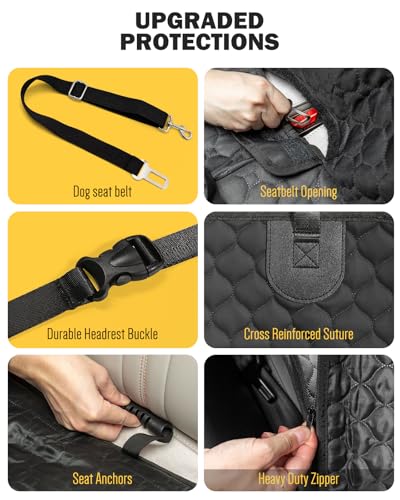 Dog Seat Cover for Back Seat, PU Dog Car Seat Cover Holds 420 lbs, Material Waterproof, Anti Scratch, Easy to Use and Clean, Hard Bottom Back Seat Extender for Dogs, Comfortable Car, SUV, Truck - size: Standard - PU