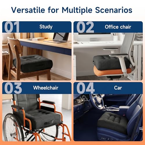 Car Booster Seat Cushion for Adults,Memory Foam Heightening Wedge Seat Pad,Elevated Chair Cushion to Improve Driving Vision(15.7×15.7×5.9inch,Black)