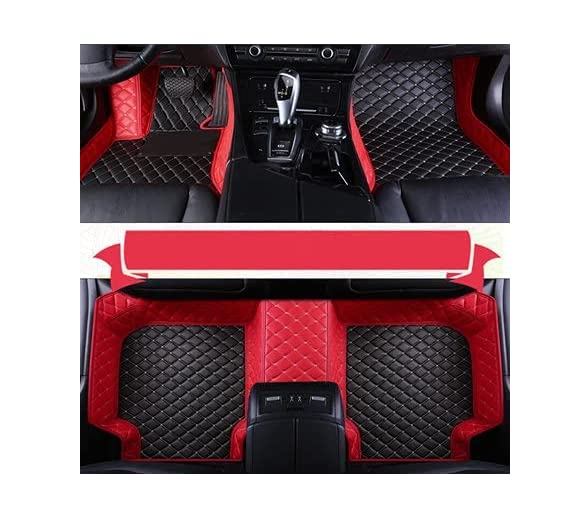 Customized Left and Right Hand Drive Car Floor Mats Fit 99.99% Sedan SUV Sports Car, Full Coverage All Weather Protection Anti-Slip Diamond Leather Men Women (Black+ red)
