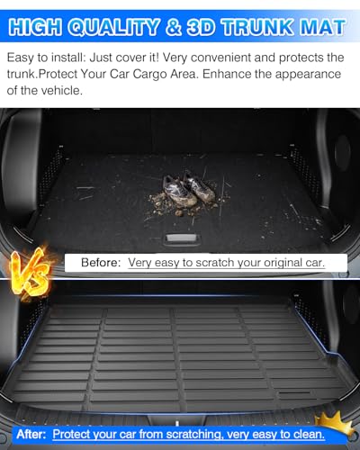 Cargo Mat for 2024 2025 2026 Hyundai Kona/Kona EV Cargo Liner for Kona Accessories TPE All Weather Trunk Mat Anti-Slip - size: 8)Hyundai Kona/Kona Electric(EV)【2024-2025】