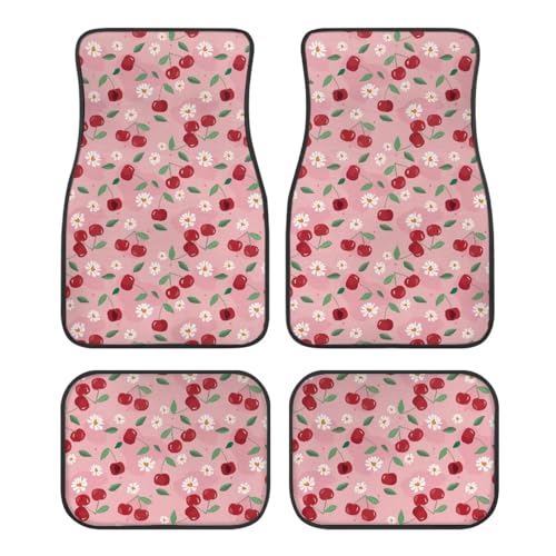 Cherry Flower Pink Car Floor Mats Front & Rear Car Mats Set of 4pcs Car Carpet Universal Fit for SUV,Vans,sedans,Trucks - color: Cherry Flower Pink