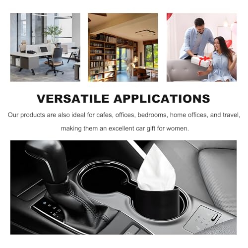 4 PCS Car Tissue Holder, Refillable Round Napkins Containers with Papers Inside, Convenient Travel Tissue Tubes Facial Paper Towel Cylinders for Vehicle Cup Holders (Black) - color: Black