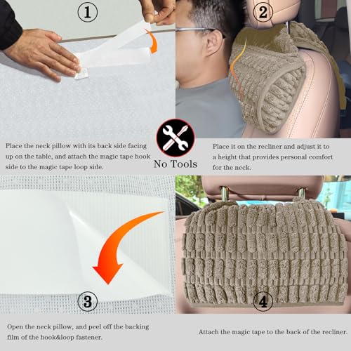 Memory Foam Headrest Pillow for Neck Pain Relief & Cervical Support - Ergonomic Neck Cushion for Office Chair, Car, Recliner, Sofa - Breathable & Pressure Relief(Khaki, 17" W x 2.7" D)