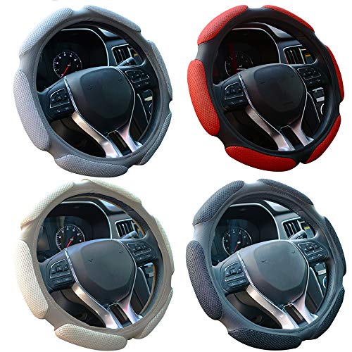 Auto Steering Wheel Cover Hand Pad Cushion Slip-on Universal Fit 15'' / 38 cm (Grey) - color: grey