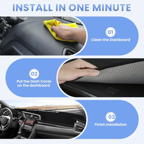 Sunsdrew Dash Cover for 2016-2021 Honda Civic Dashboard Cover Mat for Civic Accessories Sunshade Nonslip Mesh Protector No Glare - size: 16-21 Honda Civic Dash Cover